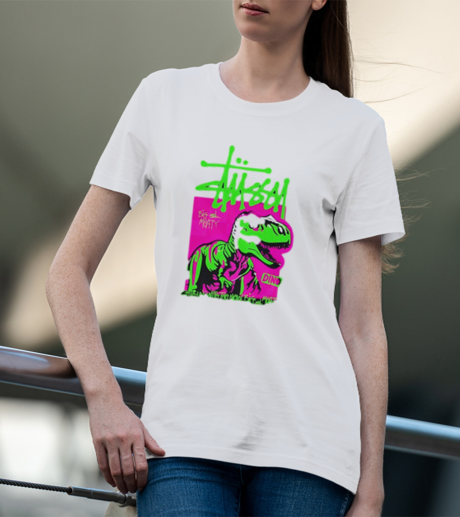 Stussy Big And Meaty Dino Cartoon T-Shirt