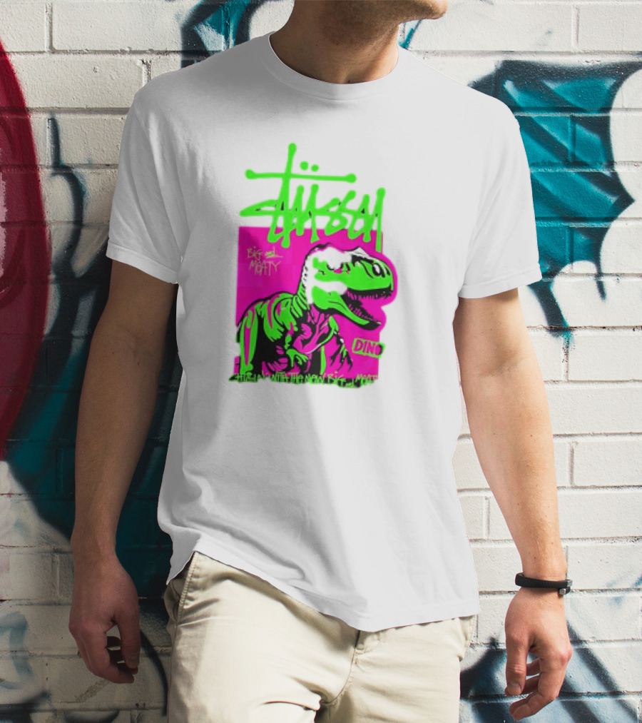 Stussy Big And Meaty Dino Cartoon T-Shirt