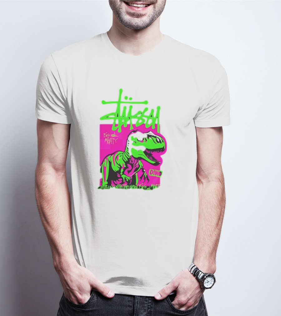 Stussy Big And Meaty Dino Cartoon T-Shirt