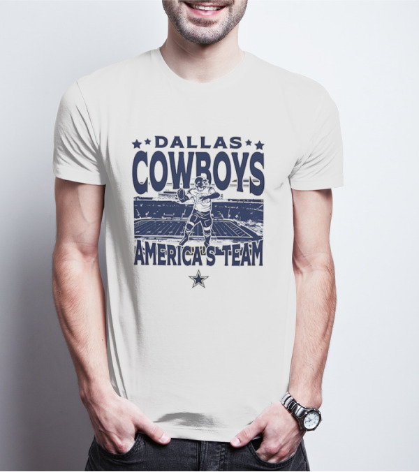 Dallas Cowboys America's Team Quarterback Stadium Blue T-Shirt