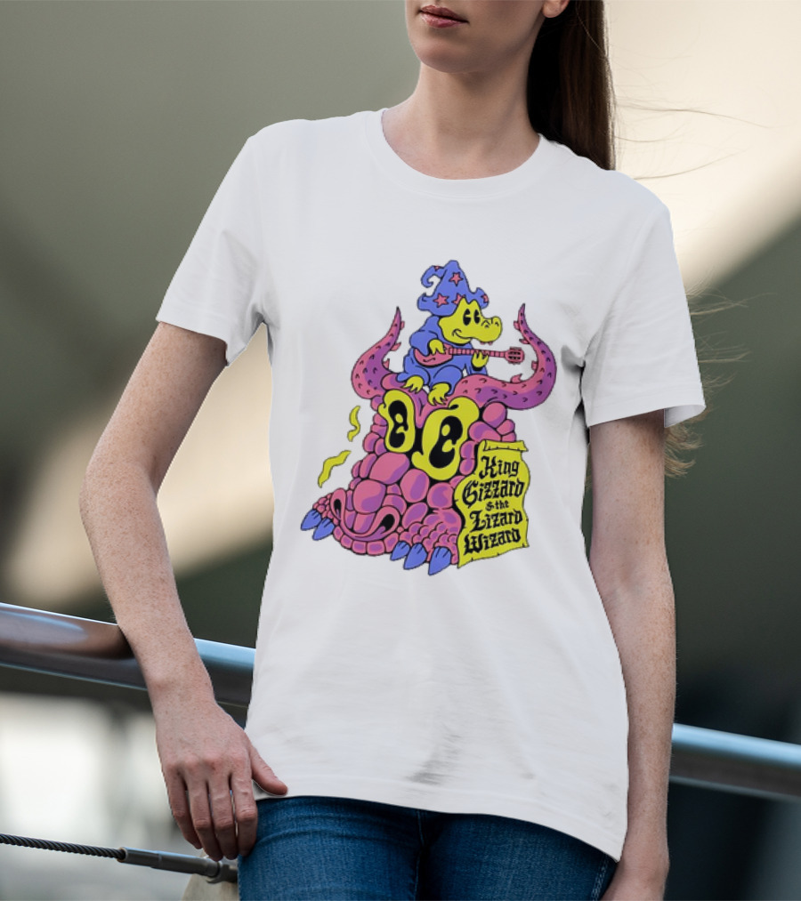 King Gizzard And The Lizard Wizard Gator Wizard Playing Guitar On Monster Head T-Shirt