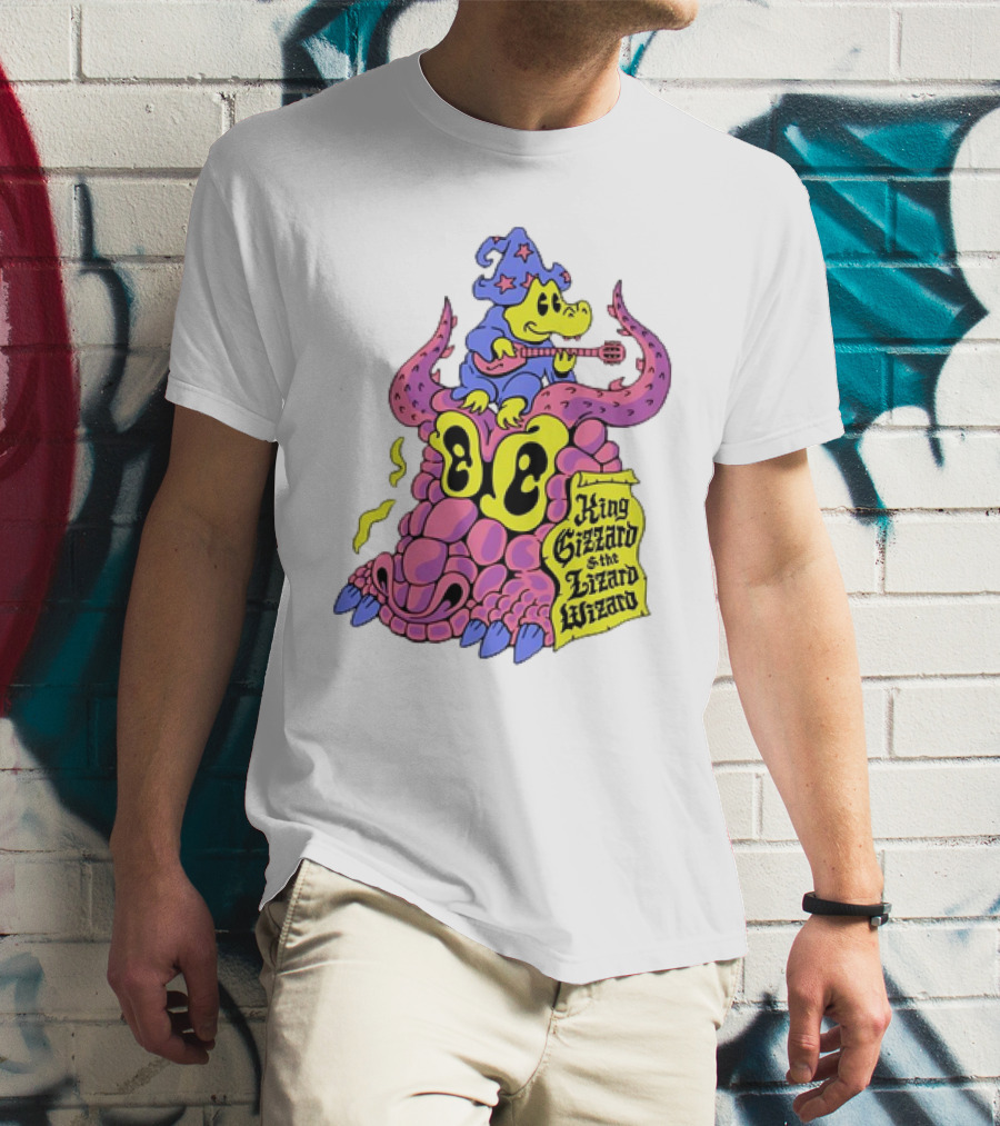 King Gizzard And The Lizard Wizard Gator Wizard Playing Guitar On Monster Head T-Shirt