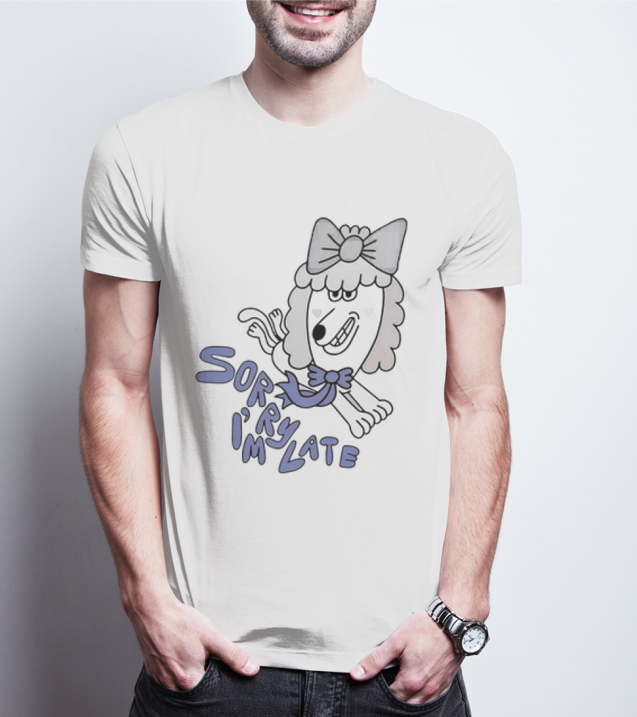 Sorry I'm Late Lazy Oaf Dog With Bow And Scarf T-Shirt
