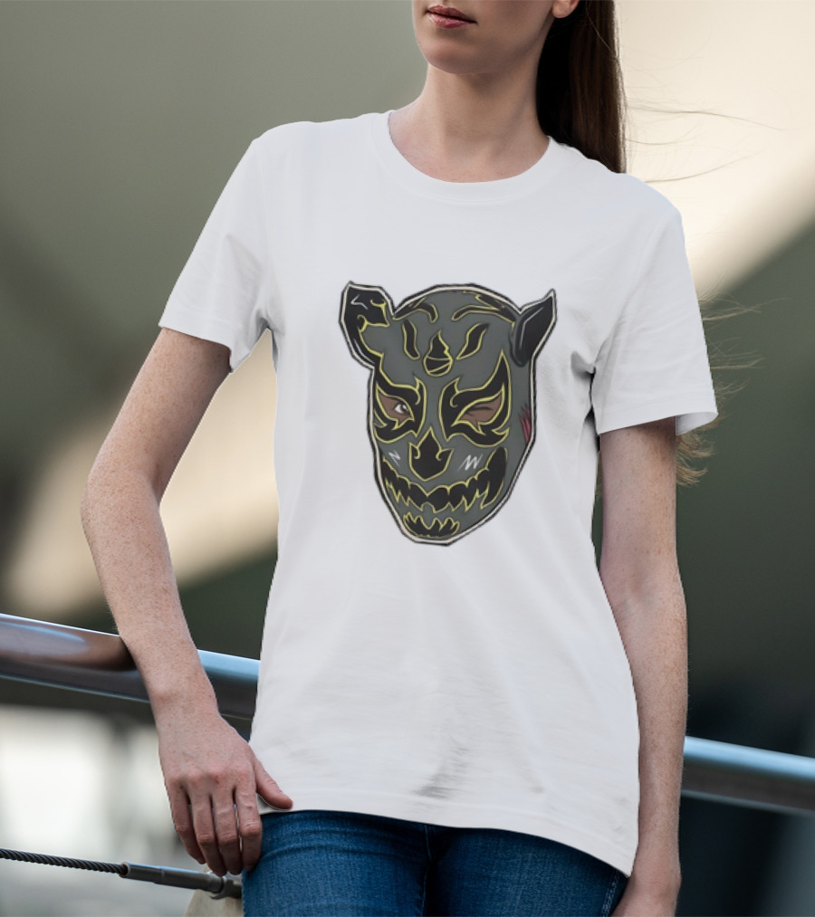 Luchador Black Mask With Grey And Yellow AEW T-Shirt