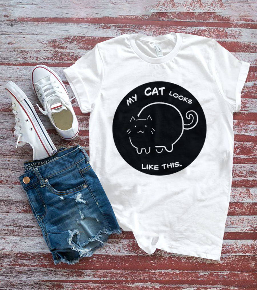 My Cat Looks Like This Adorable Cartoon Kitty Drawing T-Shirt