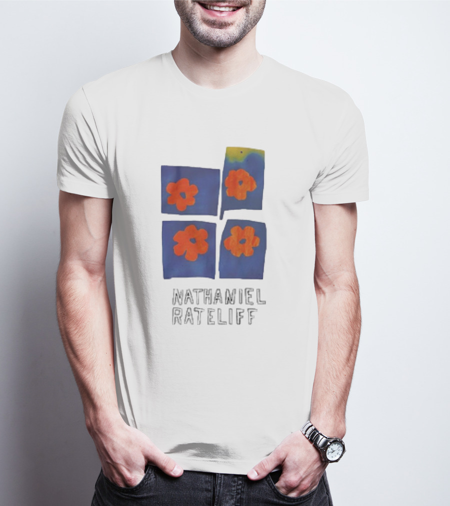 Nathaniel Rateliff Blue Squares Orange Flowers T-Shirt