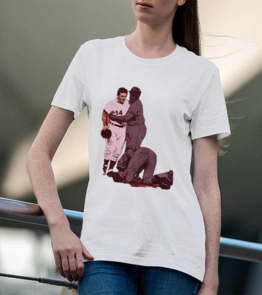 Pete Rose Levels Ray Fosse Baseball Collision Moment T-Shirt