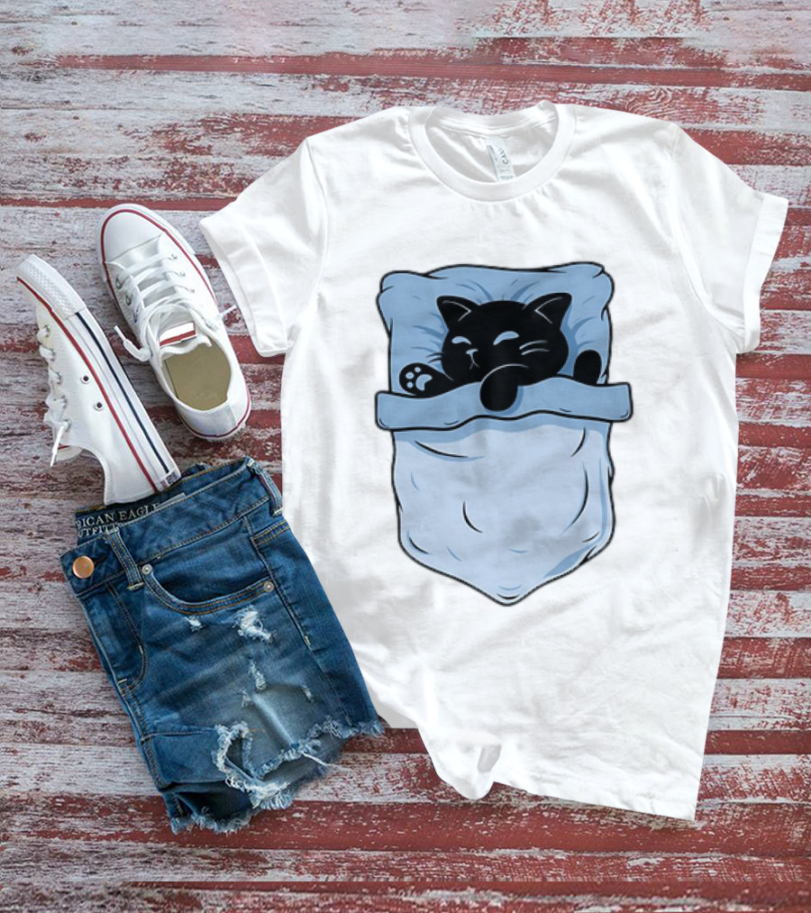 Pocket Nap Sleeping Cat Cuteness Cozy In Your Pocket T-Shirt