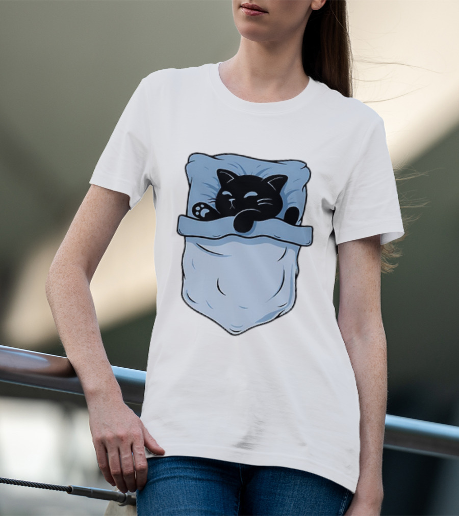 Pocket Nap Sleeping Cat Cuteness Cozy In Your Pocket T-Shirt