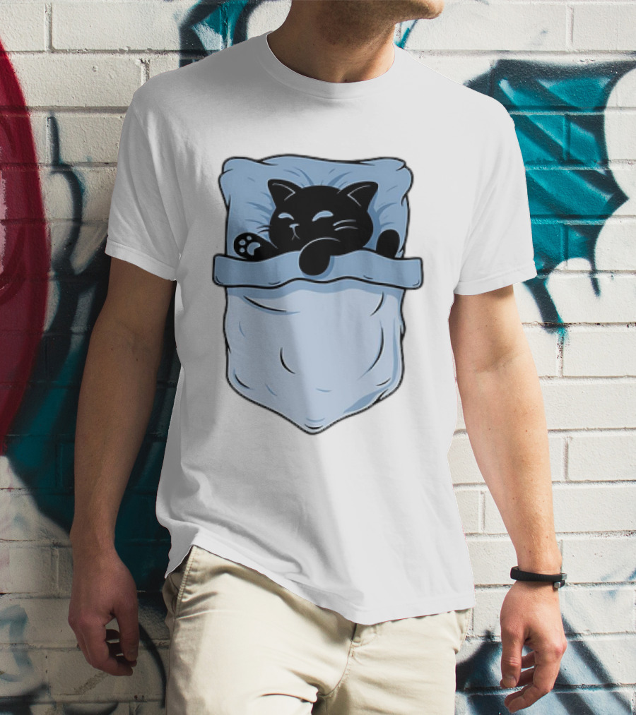 Pocket Nap Sleeping Cat Cuteness Cozy In Your Pocket T-Shirt