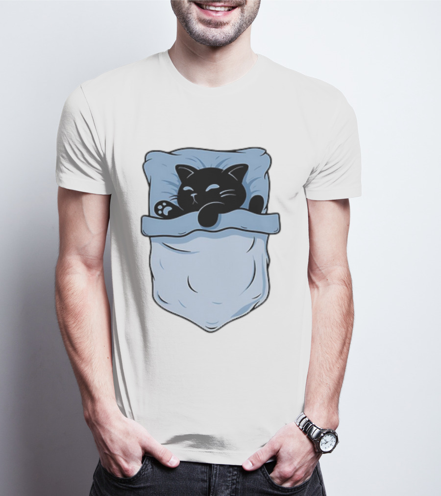 Pocket Nap Sleeping Cat Cuteness Cozy In Your Pocket T-Shirt