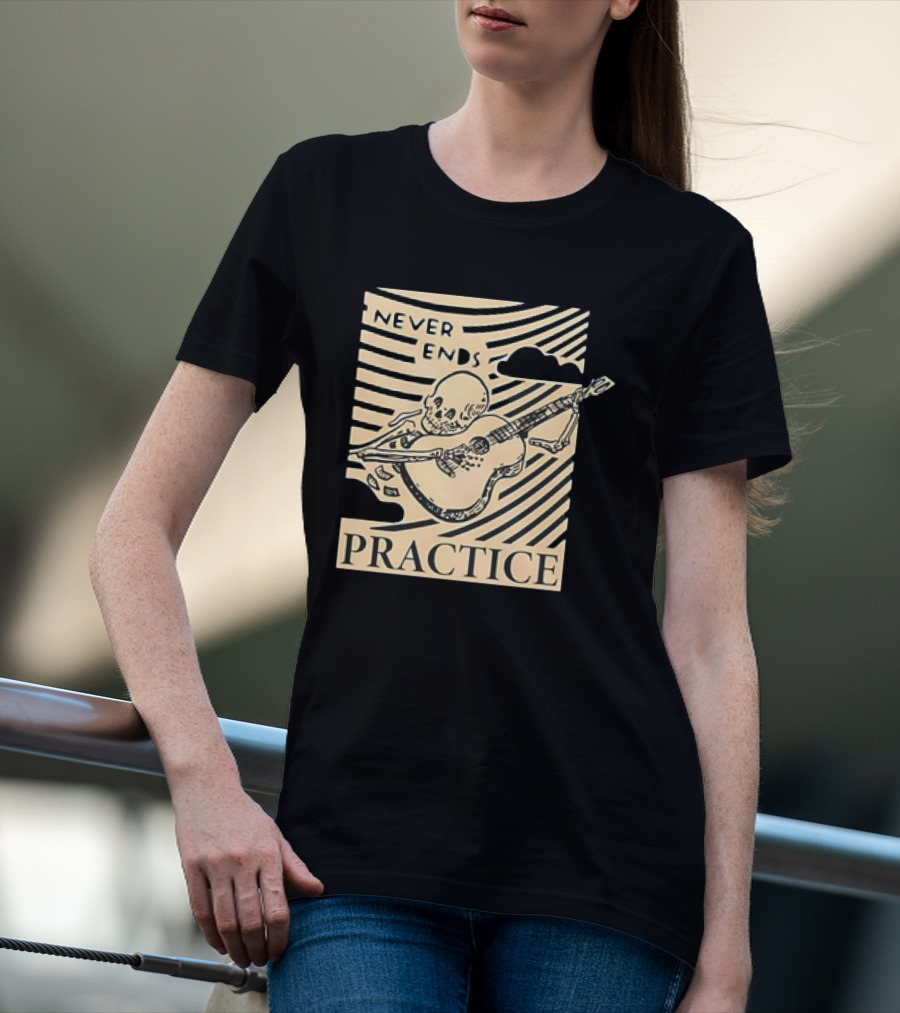Lindy Day Never Ends Practice Skeleton Guitar T-Shirt
