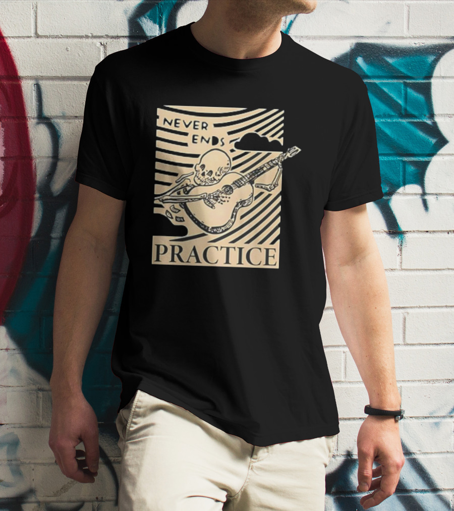Lindy Day Never Ends Practice Skeleton Guitar T-Shirt