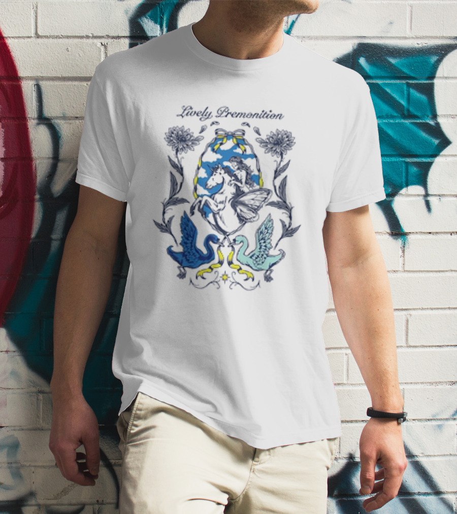 Lively Premonition Unicorn Fairy With Floral Swans T-Shirt