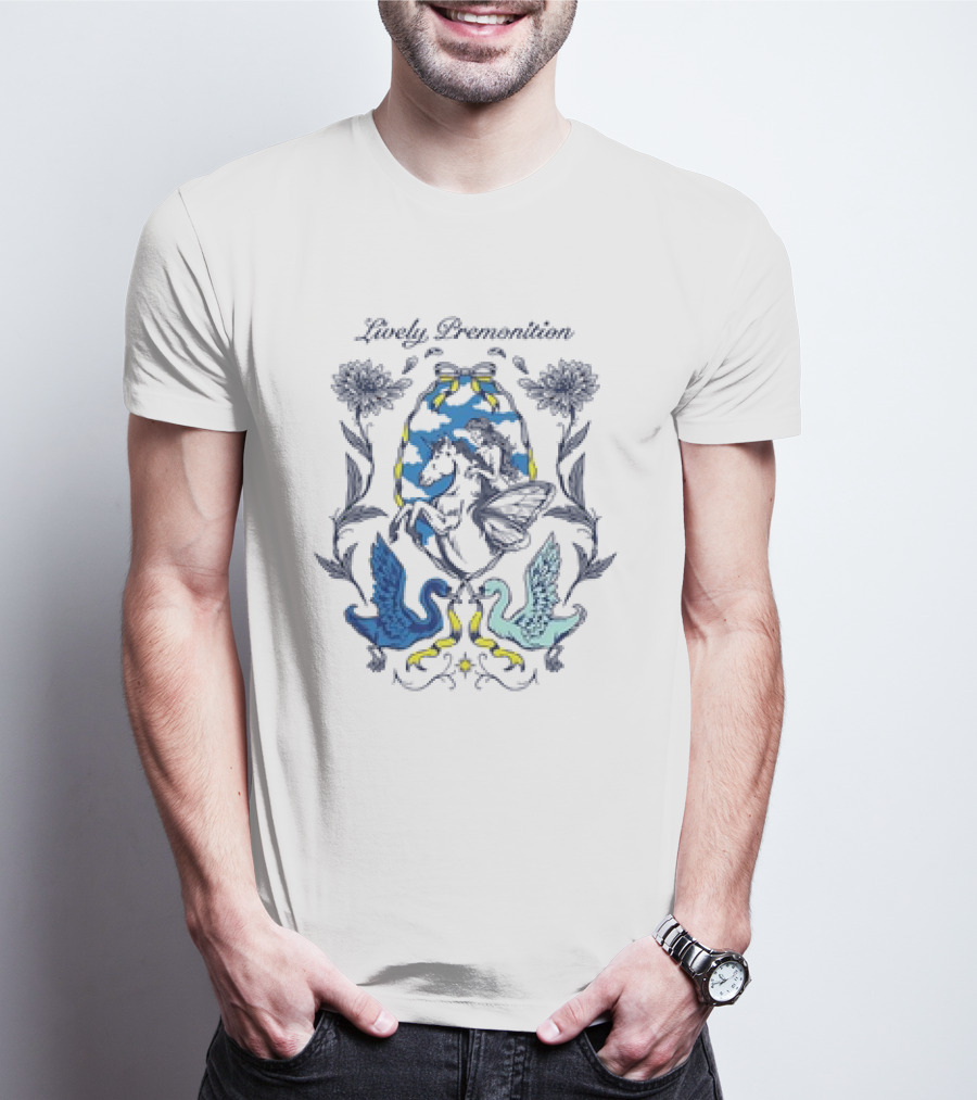 Lively Premonition Unicorn Fairy With Floral Swans T-Shirt