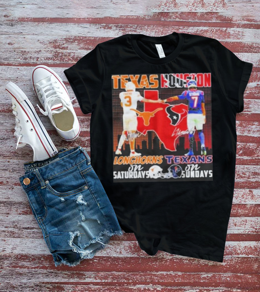 Texas Longhorns Longhorns On Saturdays Texans On Sundays T-Shirt