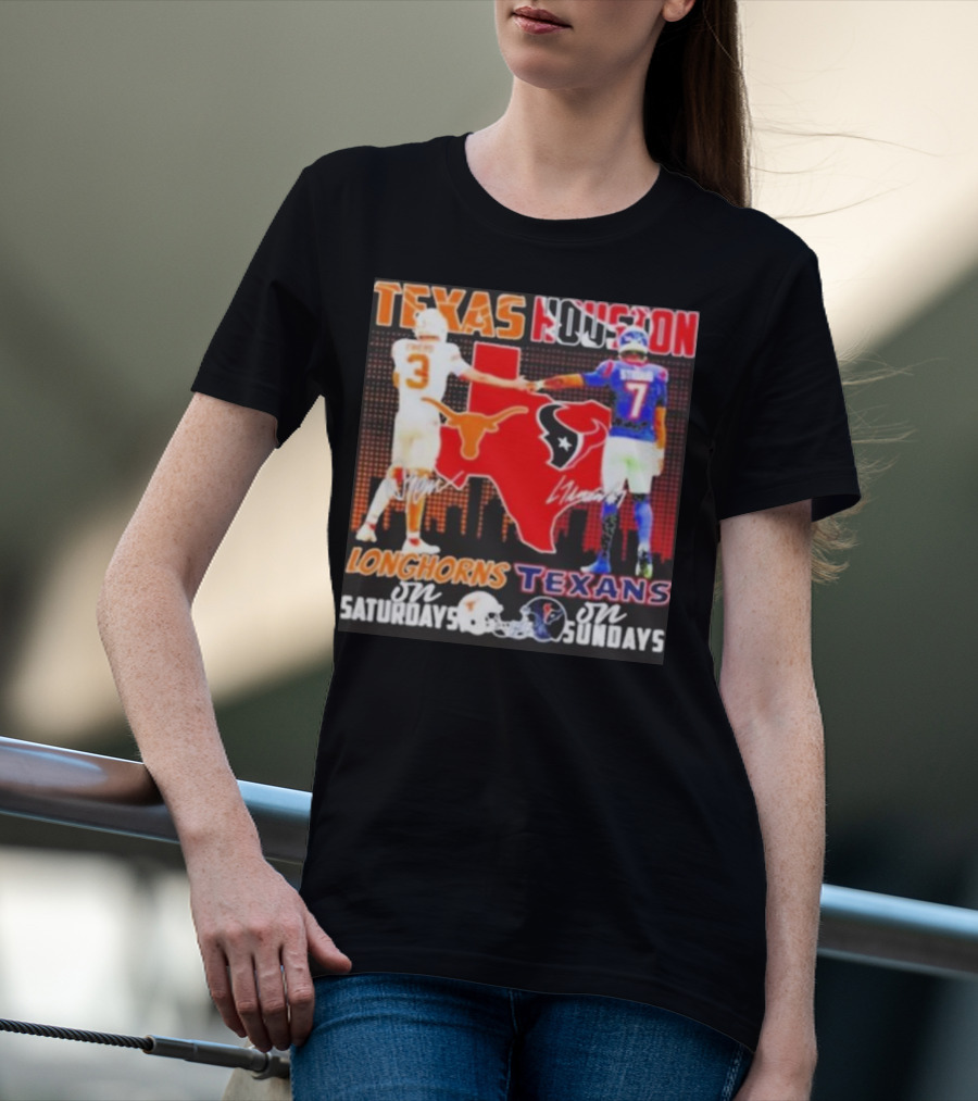 Texas Longhorns Longhorns On Saturdays Texans On Sundays T-Shirt