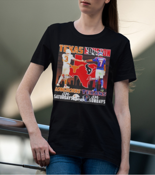Texas Longhorns Longhorns On Saturdays Texans On Sundays T-Shirt