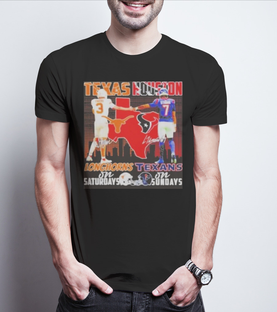 Texas Longhorns Longhorns On Saturdays Texans On Sundays T-Shirt