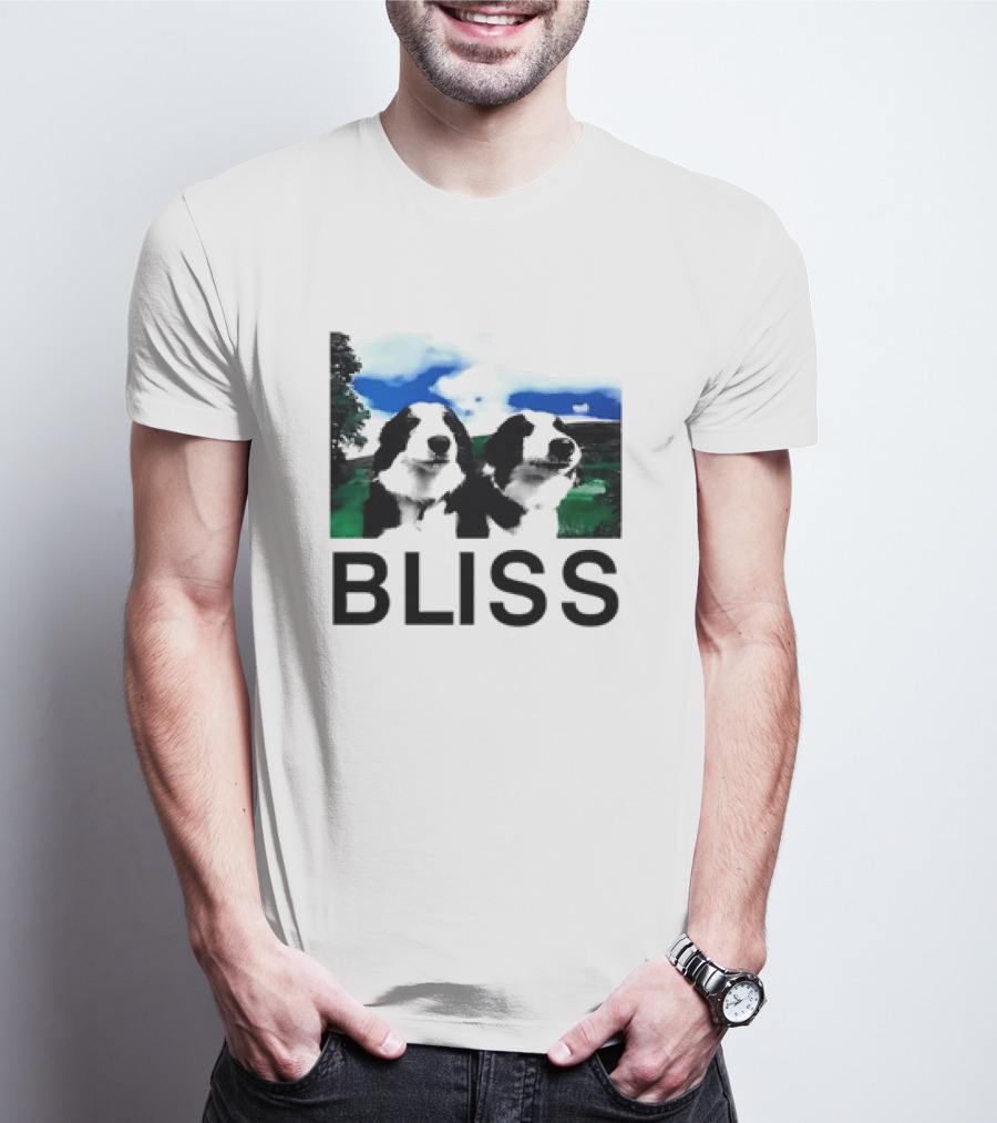 BLISS Henry Dog Meme Two Dogs Green Landscape T-Shirt