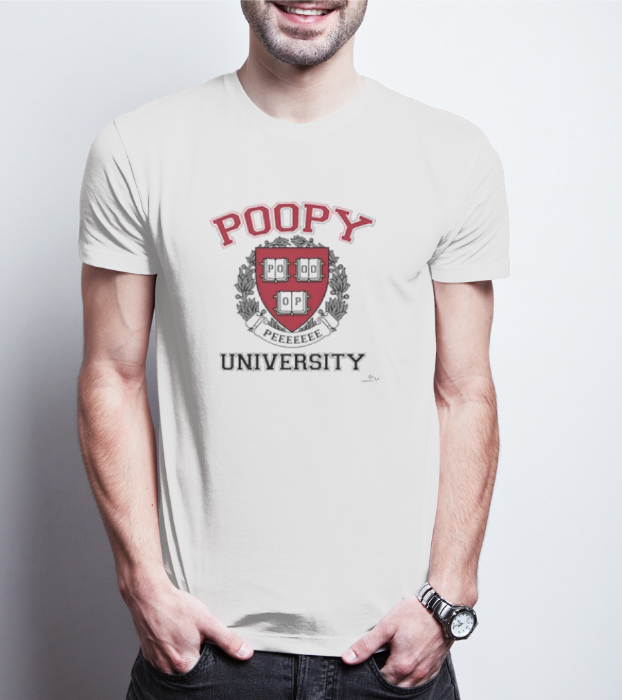 Poopy Peeeeeee Parody University Crest Shield Emblem T-Shirt