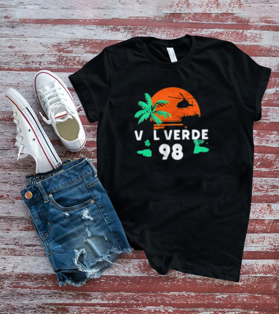 Val Verde 98 Retro Palm And Helicopter Sunset T-Shirt