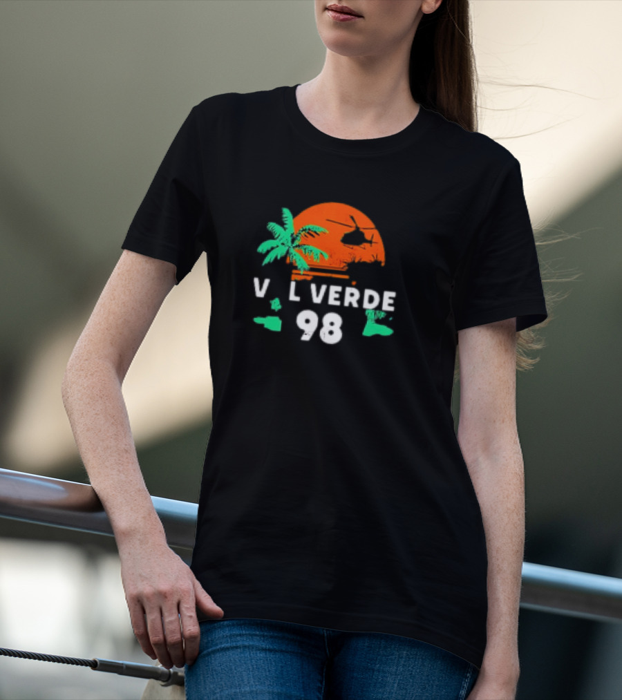 Val Verde 98 Retro Palm And Helicopter Sunset T-Shirt