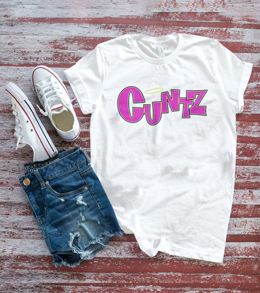 Cuntz Pink Cartoon Style Text With Halo T-Shirt