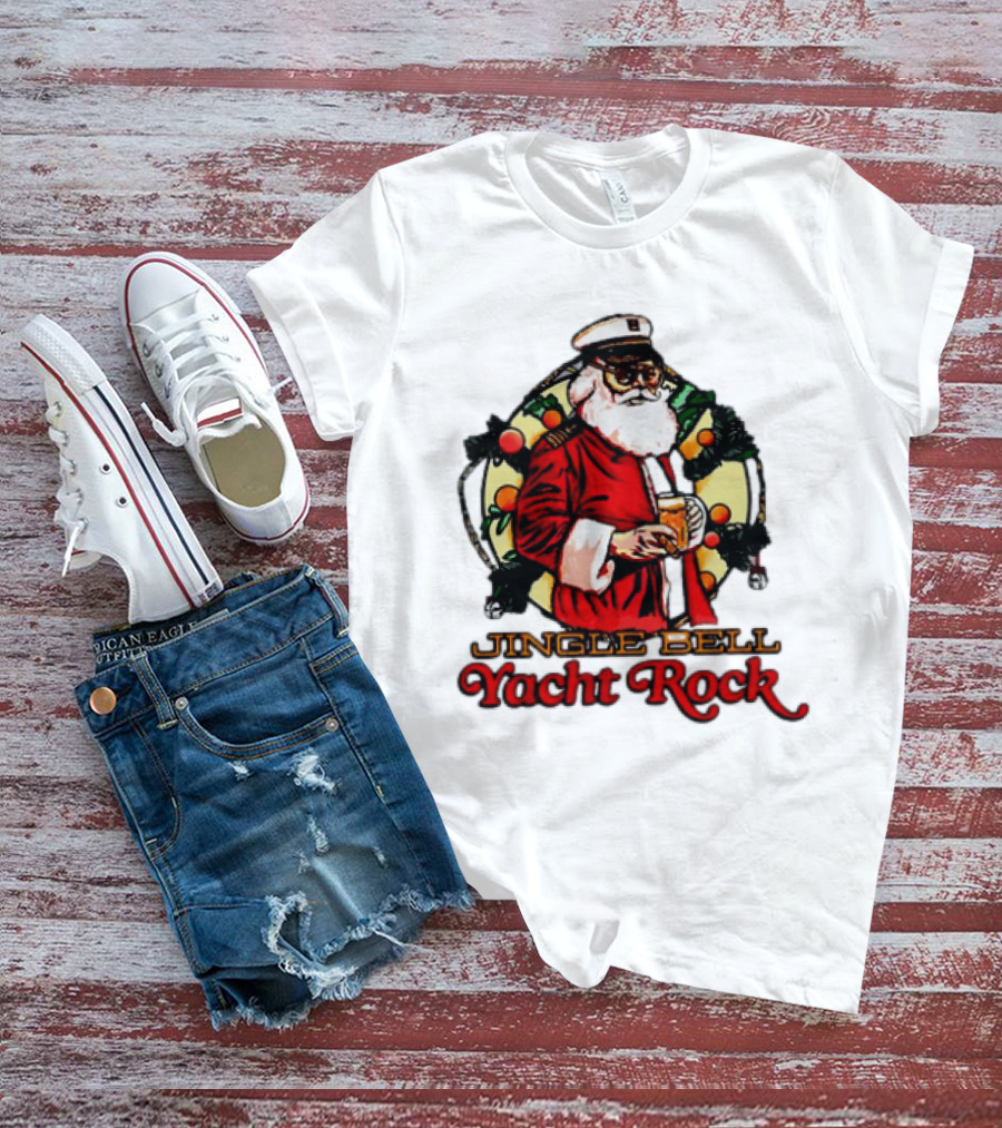 Jingle Bell Yacht Rock Santa Christmas T-Shirt