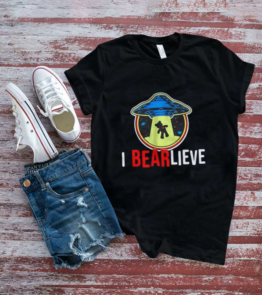 UFO I BEARlieve Alien Abduction Bear Spaceship T-Shirt