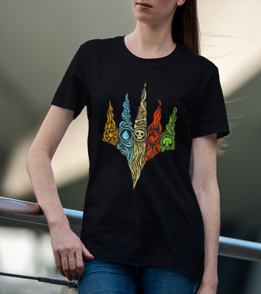 Magic The Gathering Five Mana Symbols Doodle T-Shirt