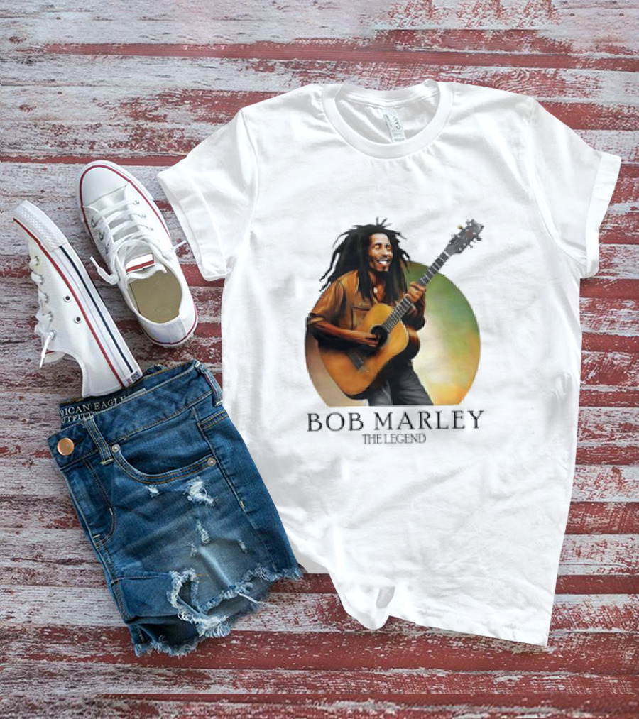 Bob Marley The Legend Iconic Guitar T-Shirt