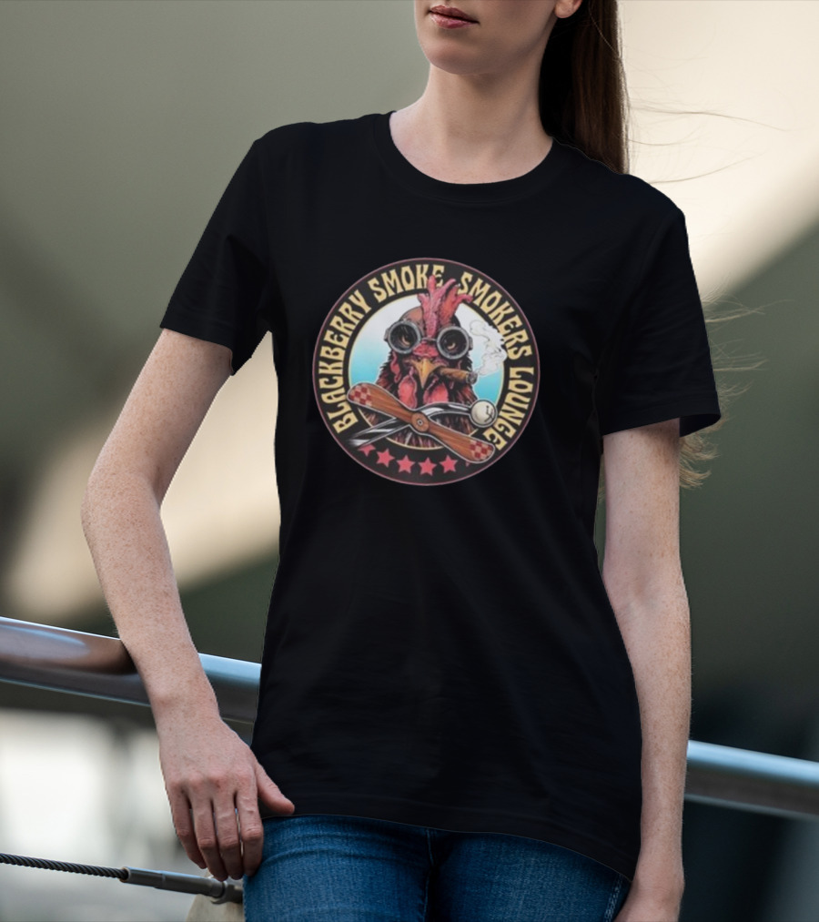 Blackberry Smoke Smokers Lounge Rooster With Cigar And Aviator Goggles T-Shirt