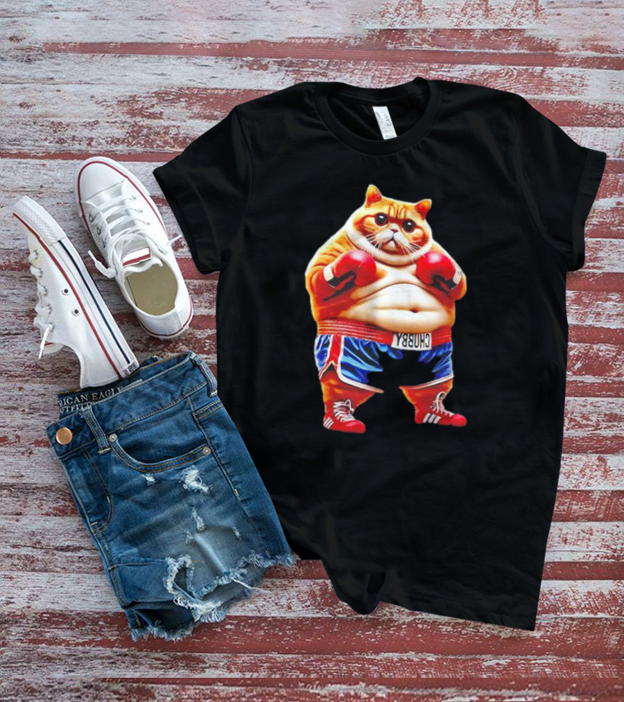 Boxing Gym Anime Meme Cat With Gloves And Chunky Shorts T-Shirt