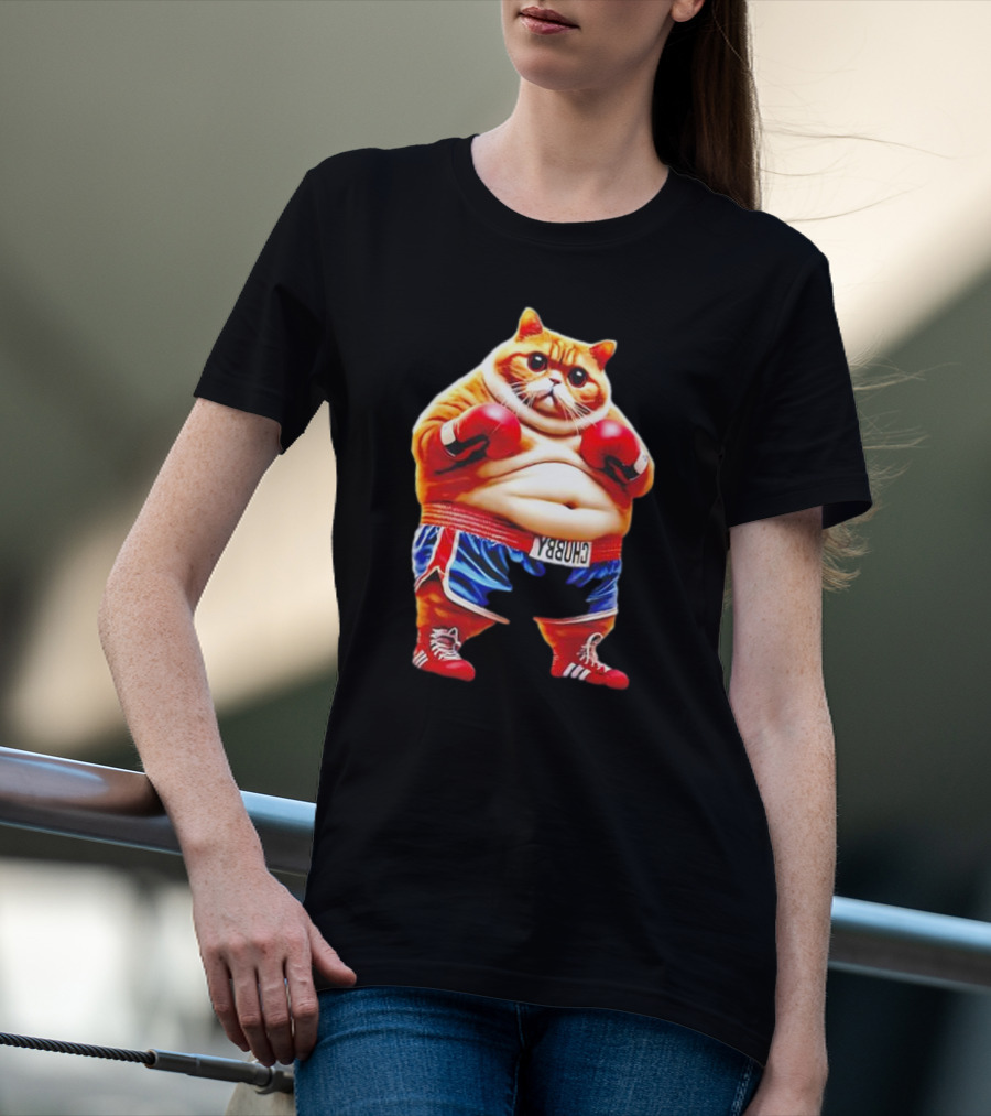 Boxing Gym Anime Meme Cat With Gloves And Chunky Shorts T-Shirt