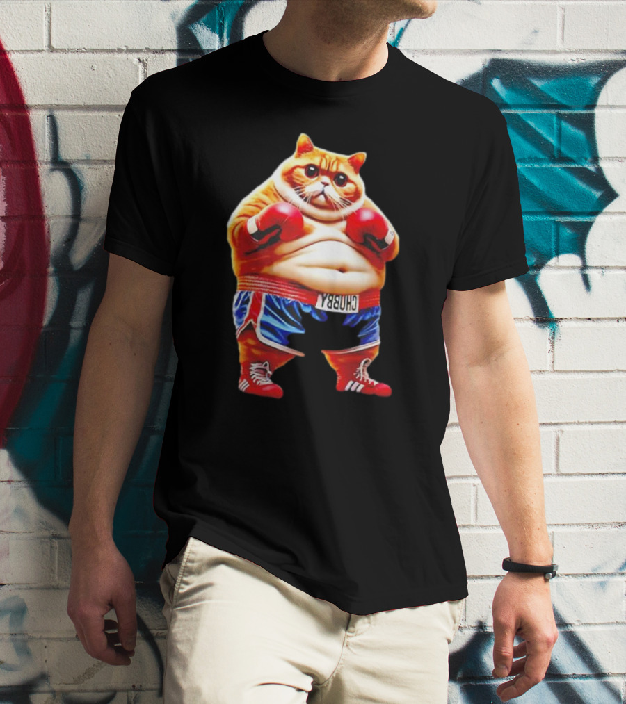 Boxing Gym Anime Meme Cat With Gloves And Chunky Shorts T-Shirt