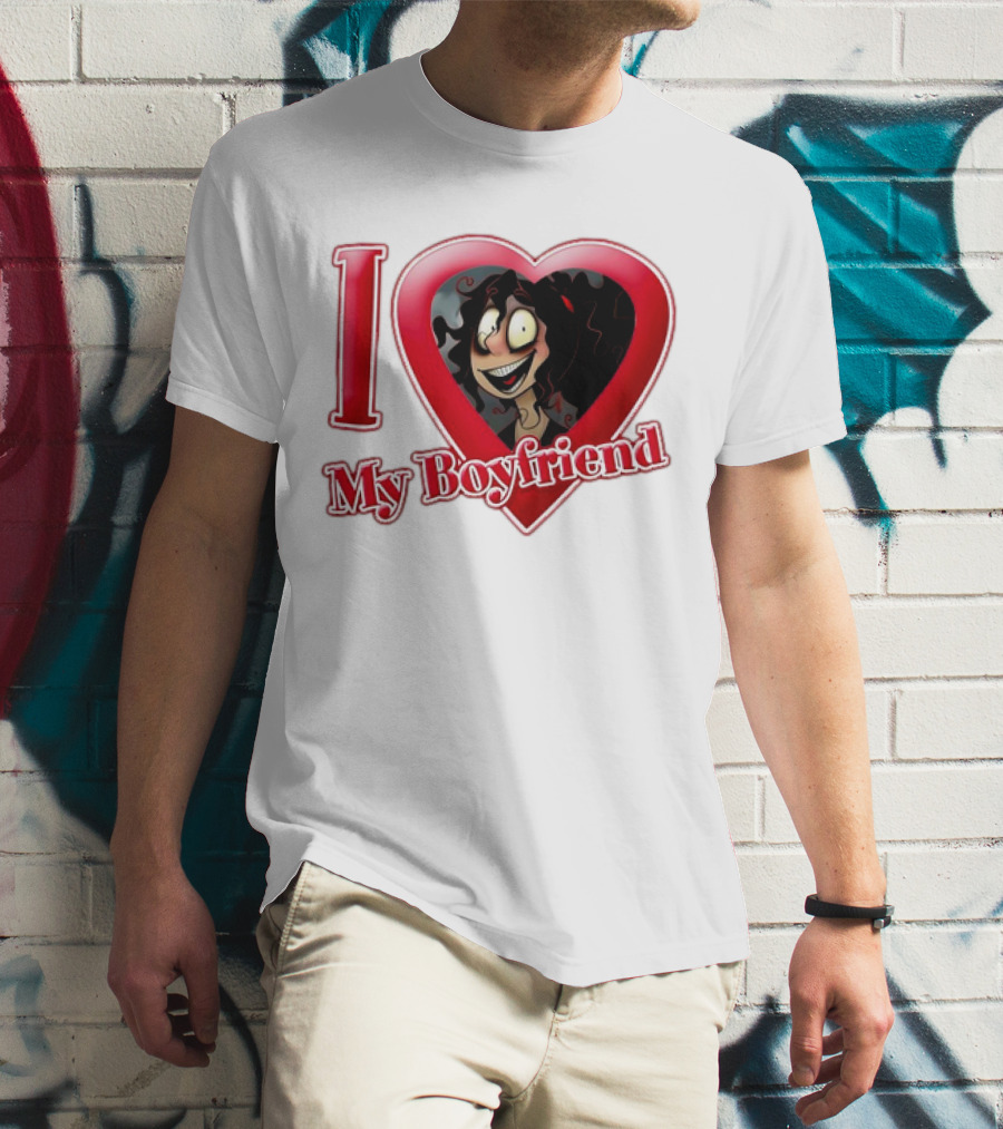I Love My Boyfriend Heart Cartoon Face T-Shirt
