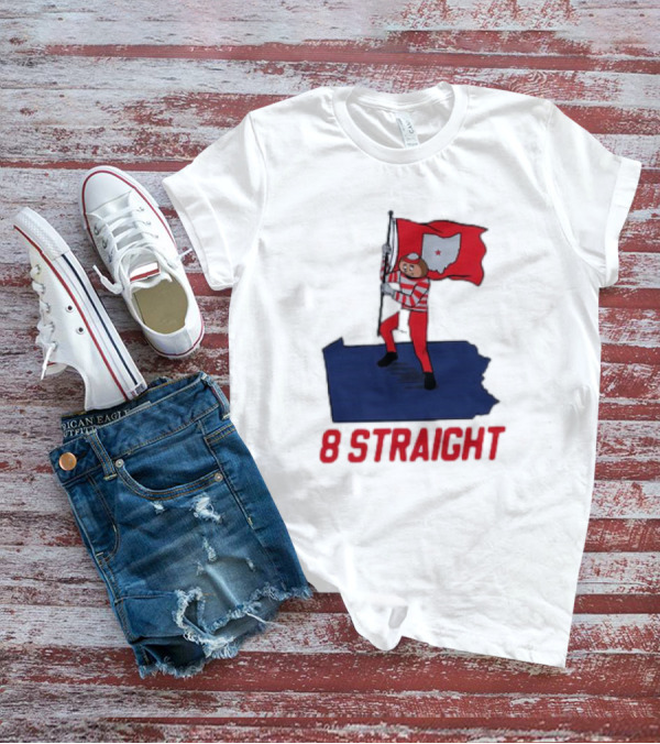 Ohio State Buckeyes Brutus Holding Flag 8 Straight T-Shirt