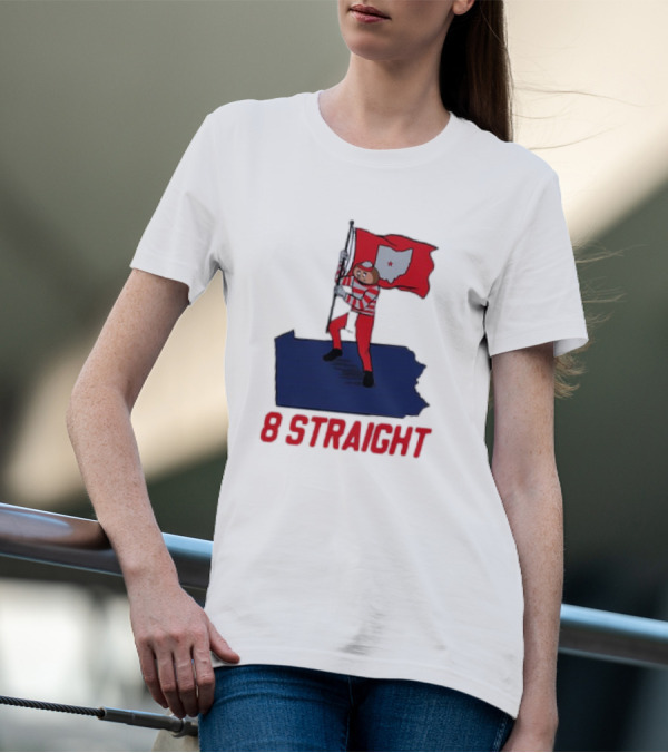 Ohio State Buckeyes Brutus Holding Flag 8 Straight T-Shirt