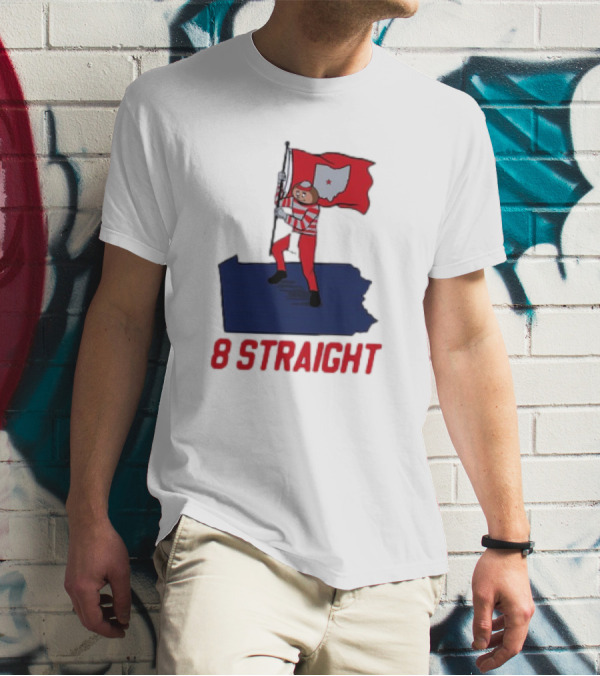 Ohio State Buckeyes Brutus Holding Flag 8 Straight T-Shirt