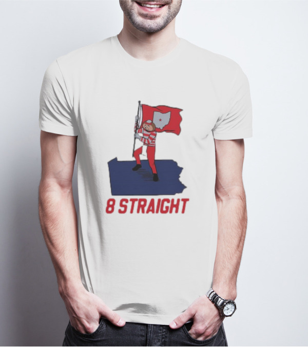 Ohio State Buckeyes Brutus Holding Flag 8 Straight T-Shirt