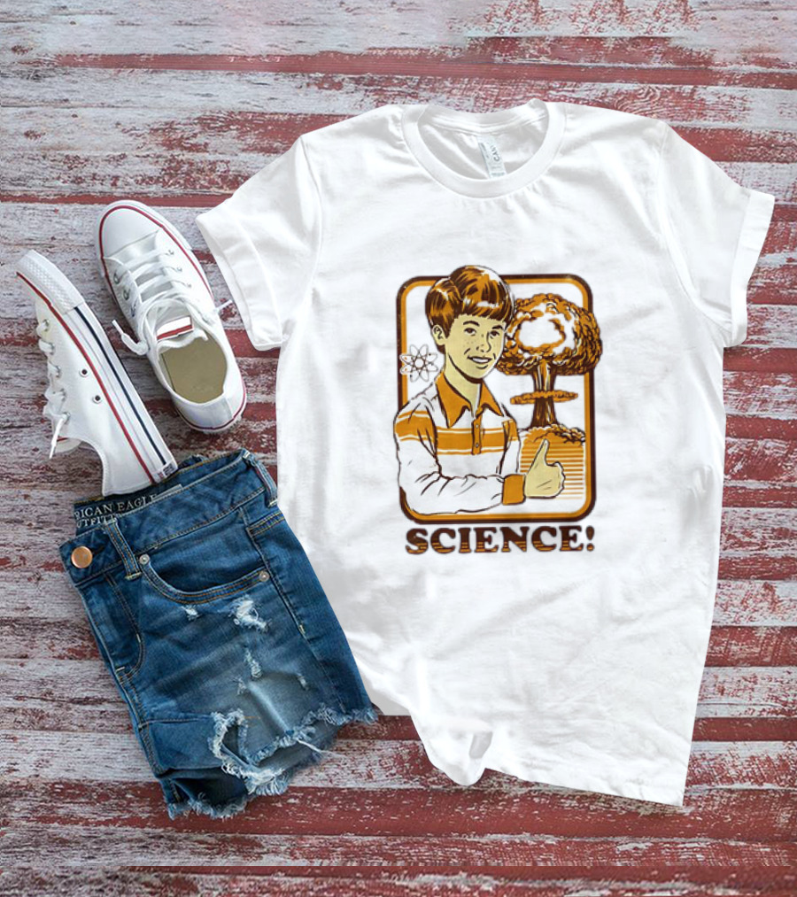 Science Atomic Bomb Thumbs Up Boy With Mushroom Cloud T-Shirt