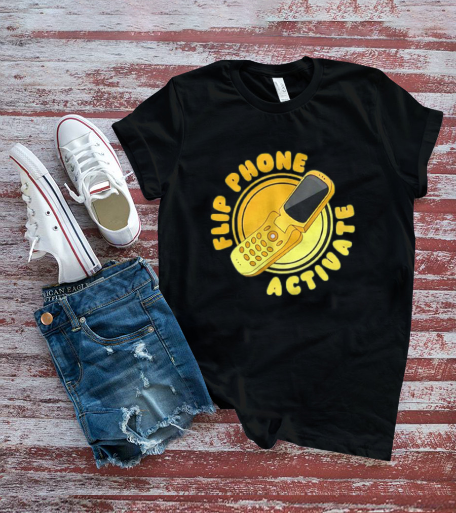 Flip Phone Activate Nostalgic Yellow Flip Mobile T-Shirt