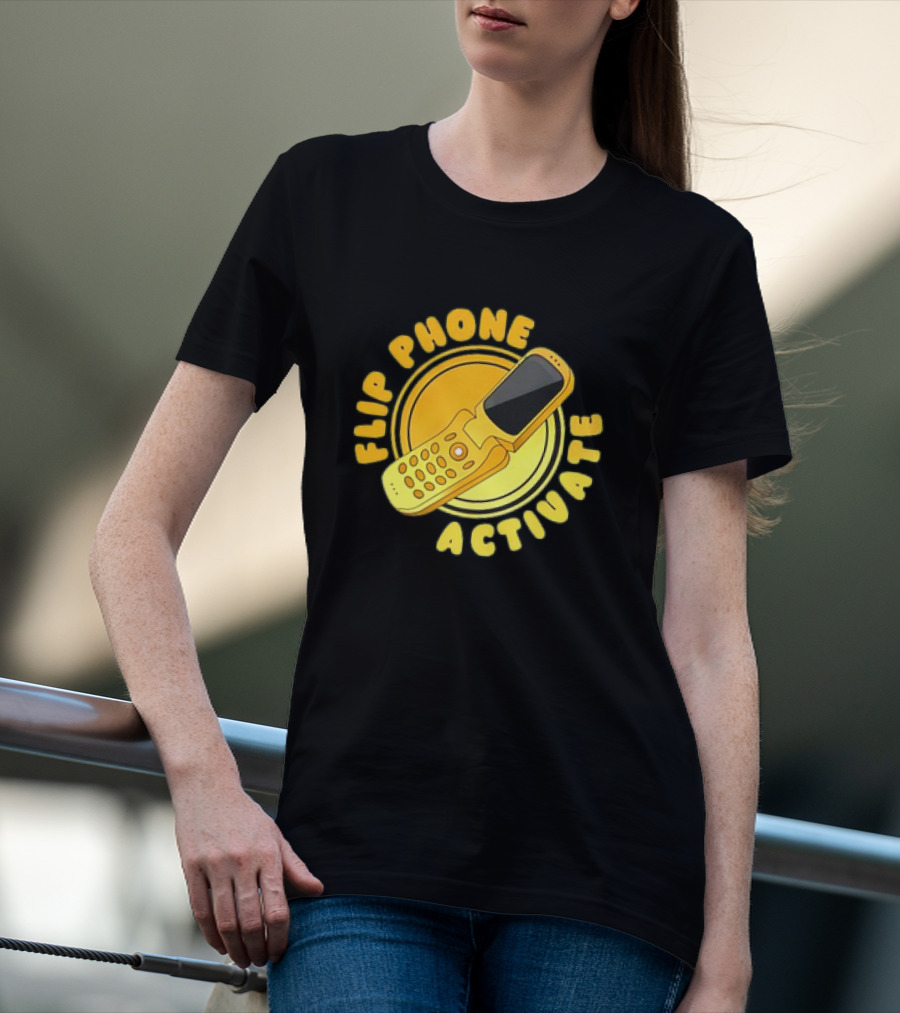 Flip Phone Activate Nostalgic Yellow Flip Mobile T-Shirt