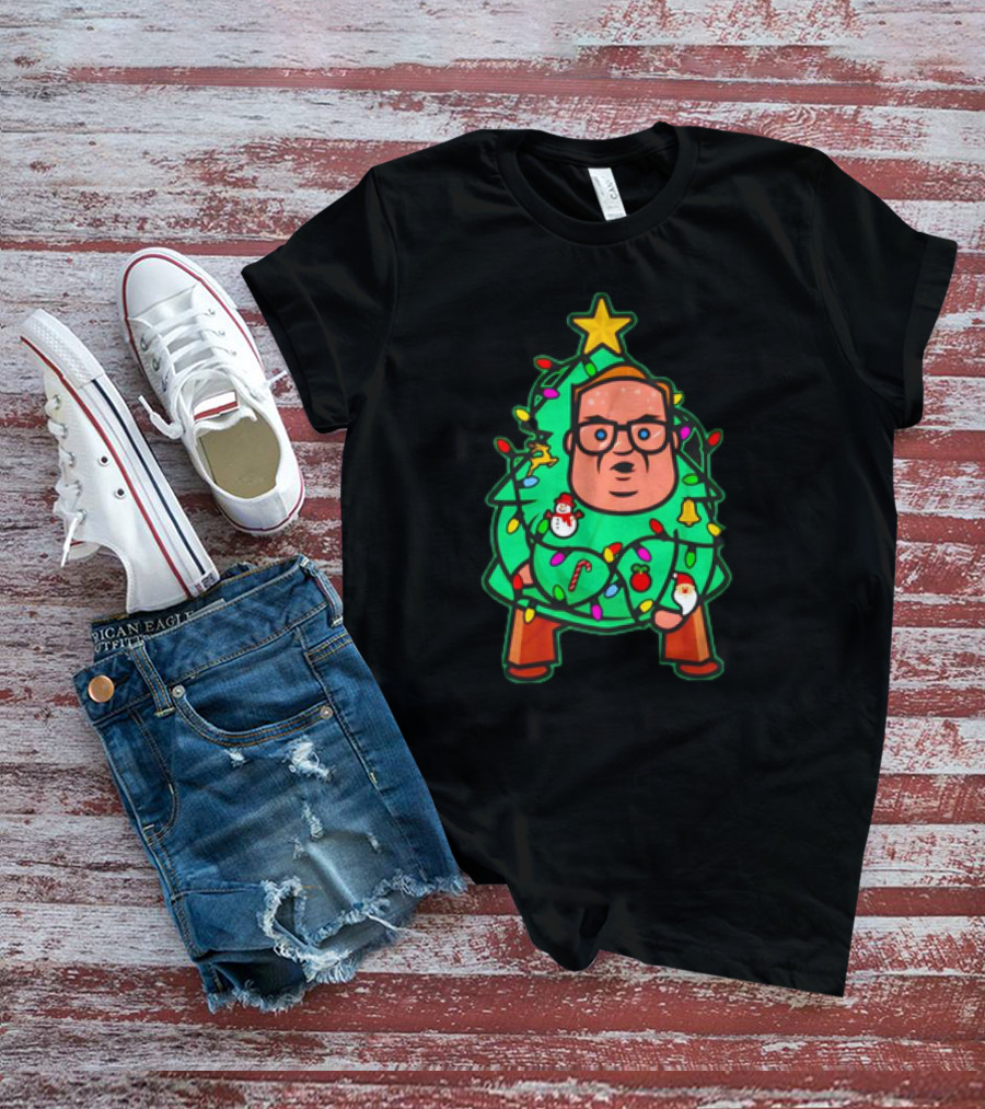 Foley Christmas Tree Lights Cartoon Character With Star And Decorated Ornaments T-Shirt