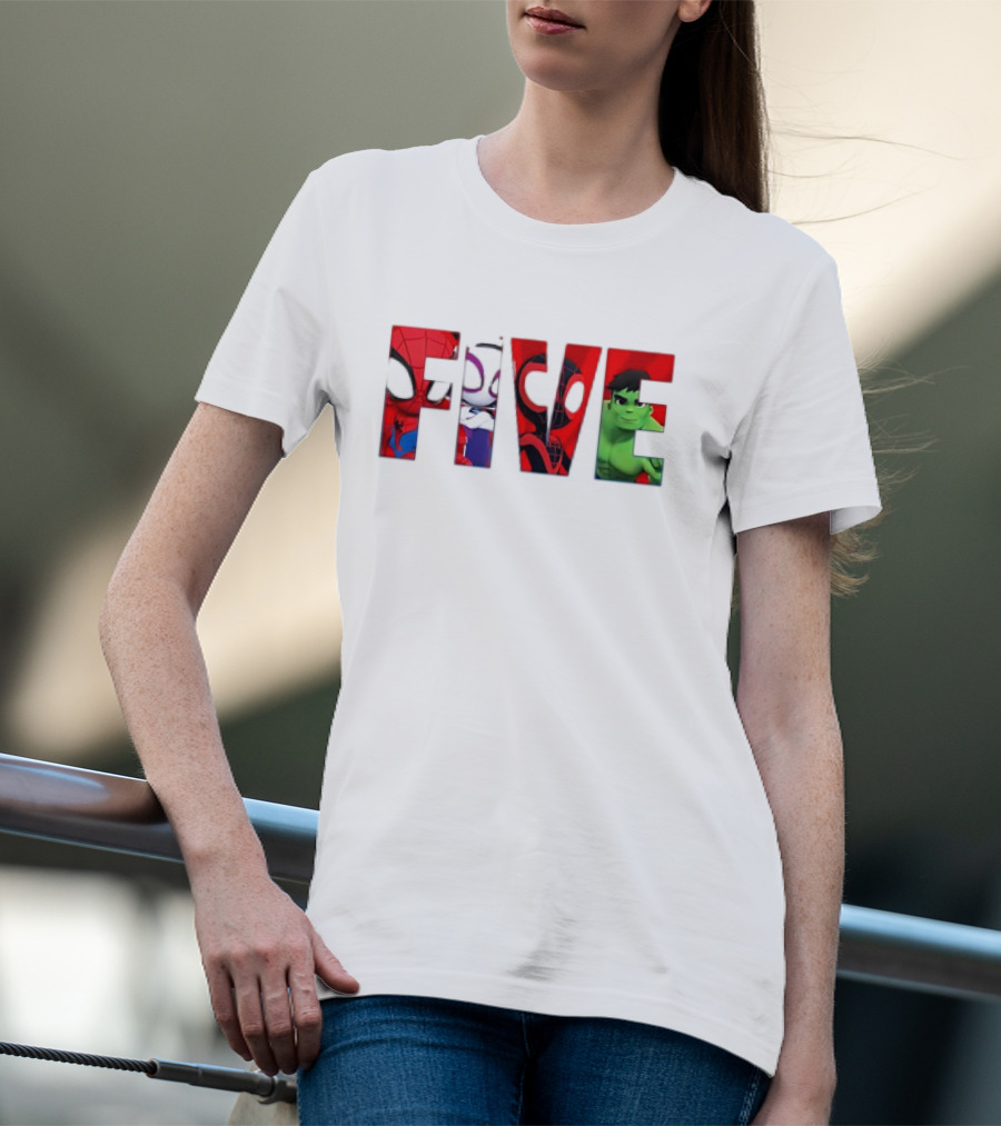 Spiderman Hulk Miles Morales Gwen Stacy Five T-Shirt