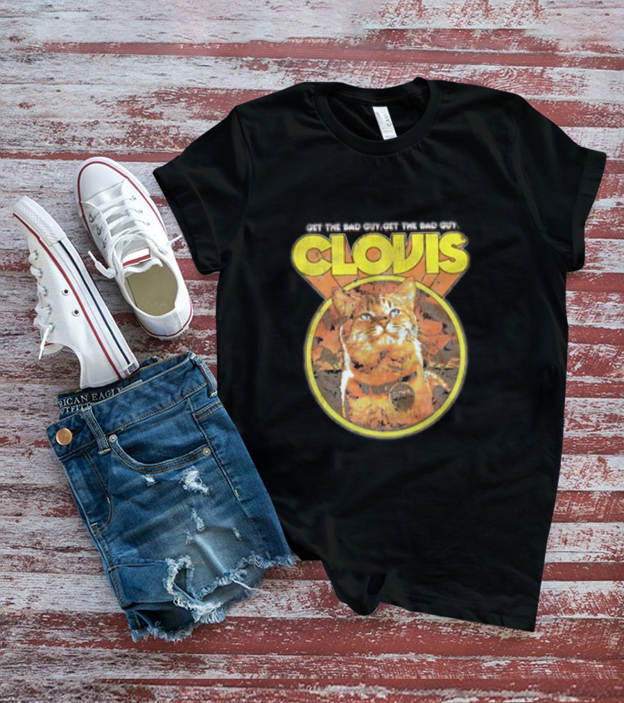 Clovis Get The Bad Guy Retro Attack Cat T-Shirt