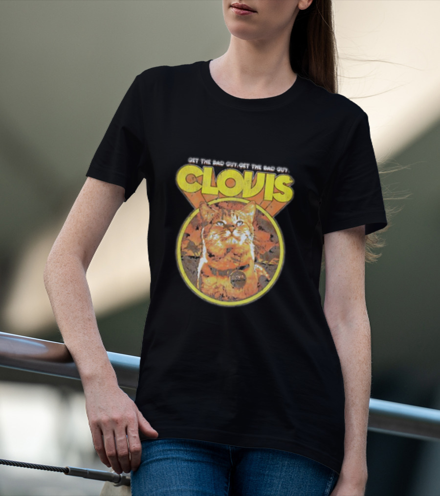 Clovis Get The Bad Guy Retro Attack Cat T-Shirt