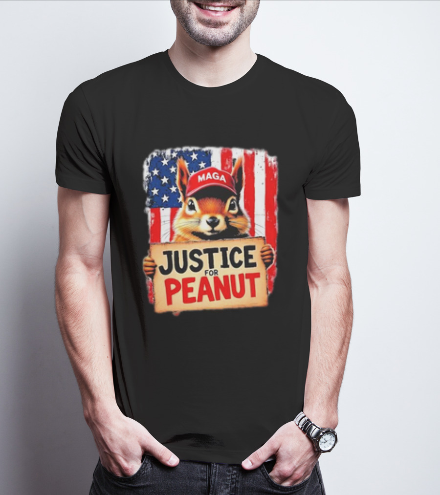 Justice For Peanut The Squirrel MAGA American Flag T-Shirt