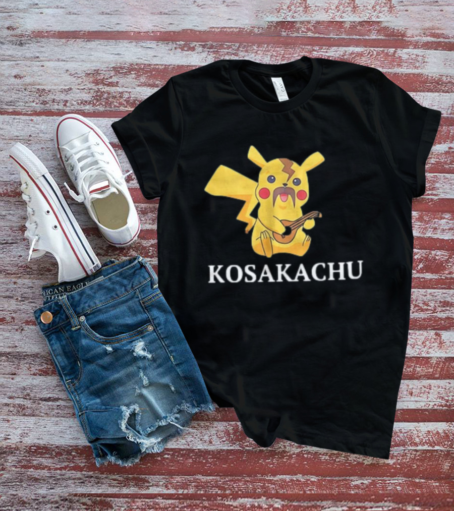 Kosakachu Pikachu Playing Guitar With Moustache T-Shirt